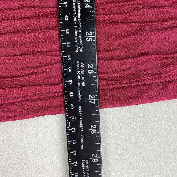 Cocomo Tunic Crinkle Textured Magenta 3/4 Sleeve Top Womens Blouse Boho Artsy - Picture 4 of 5